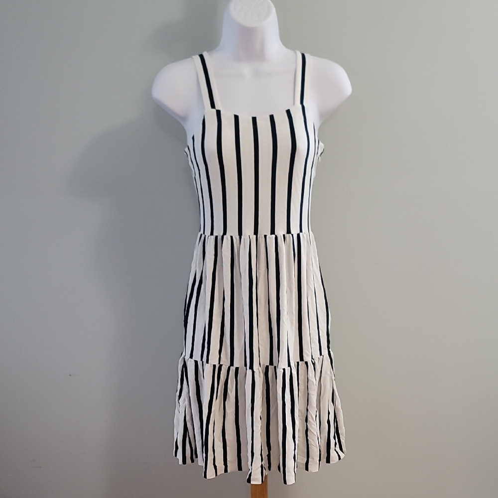 LOFT Black and White Petite Mini Sundress - Size0P